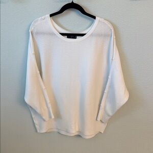 Tahari Cream Ribbed Knit Top